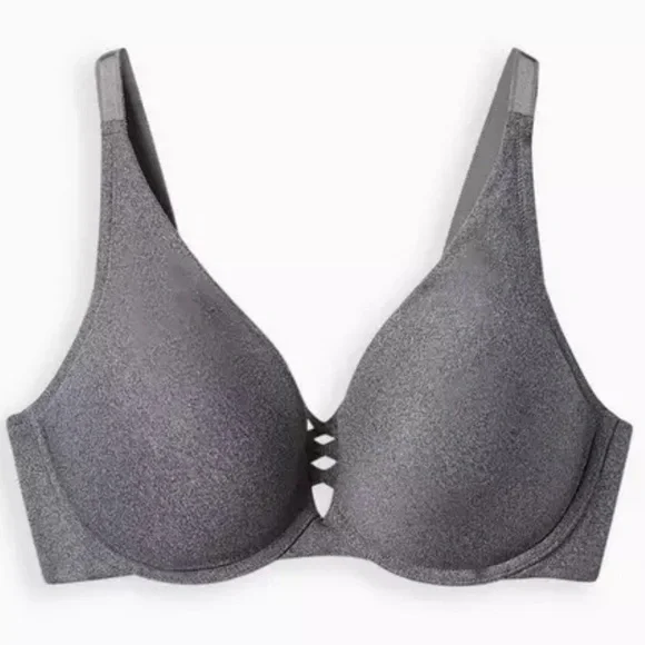 TORRID CURVE XO PUSH UP PLUNGE BRA 46DD CHARCOAL LACE UP SEXY SUPPORT **NWT** - Picture 3 of 10
